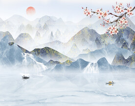 新中式意境山水背景装饰画