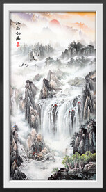 竖幅国画山水