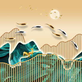 现代简约糜鹿背景装饰画