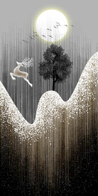 北欧风轻奢麋鹿山水风景玄关