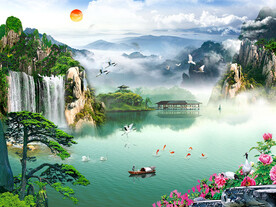 山水情江南风景画电视背景墙装饰