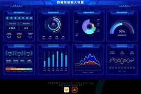 科技蓝大数据可视化图表统计大屏