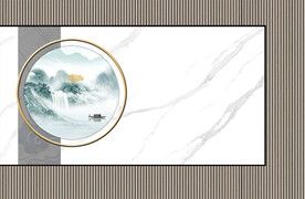 灰调爵士白木纹悬空背景装饰