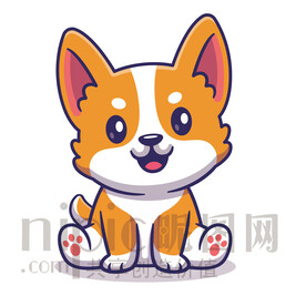 可爱卡通小狗矢量素材插画