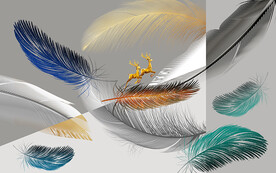 现代简约羽毛电视背景装饰画