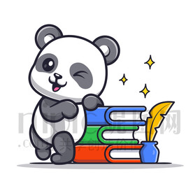 可爱卡通爱学习的大熊猫书籍