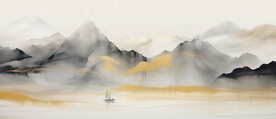 新中式水墨山水画