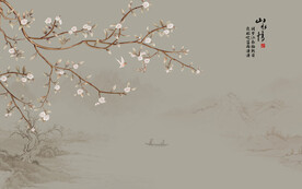 新中式花鸟画电视背景墙