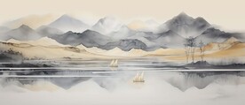 高档大气新中式山水画