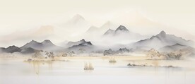 千里江山大气山水画