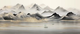 新中式水墨山水画