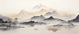 中国传统国画山水装饰画