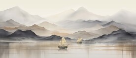 中国风鸿运当头山水装饰画