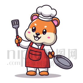 可爱卡通厨师小松鼠