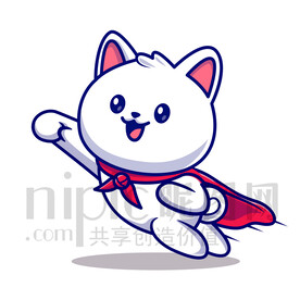 可爱卡通小白猫