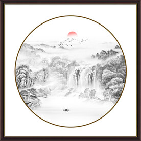 圆形水墨画