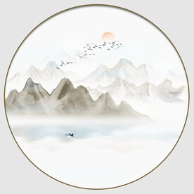 圆形山水画