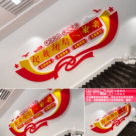民族团结一家亲楼道文化墙