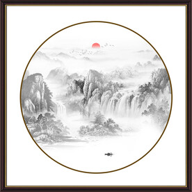 圆形水墨画