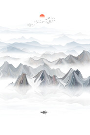 竖幅水墨画