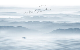 简约山水画背景墙