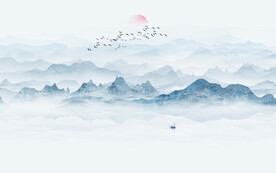 巨幅山水画背景墙