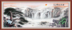 黄山迎客松国画