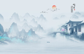 水墨江南水乡背景墙
