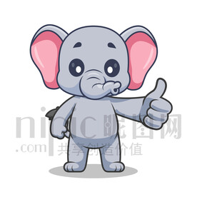 可爱卡通点赞的大象