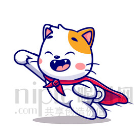 可爱卡通超人小猫