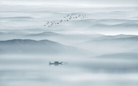 中式意境水墨山水画背景墙