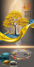 现代抽象意境麋鹿挂画