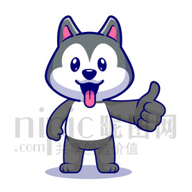 可爱卡通点赞的小狗哈士奇