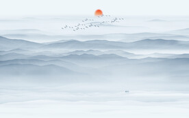 屏风水墨山水画