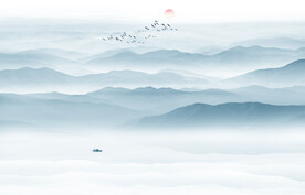 山水水墨山水画