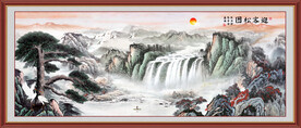 黄山迎客松国画