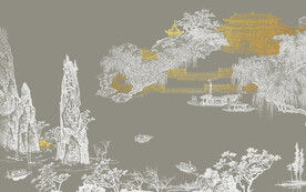 金箔阁楼山水背景墙