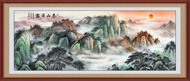 五岳独尊泰山日出国画