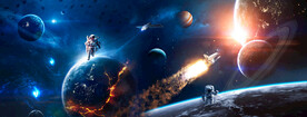 太空宇航员银河宇宙星球火箭背景