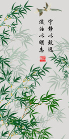 清新竹子玄关装饰画