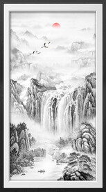 竖幅水墨画