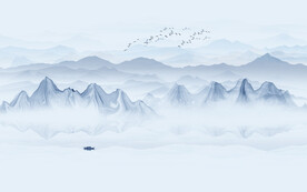 禅意水墨山水图