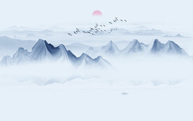 抽象水墨山水画