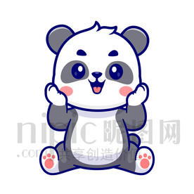 可爱卡通捂脸的熊猫