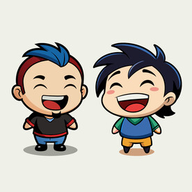 矢量人物开心的孩子哈哈大笑