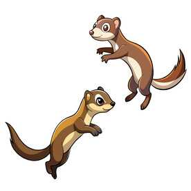 矢量动物跳跃的雪貂