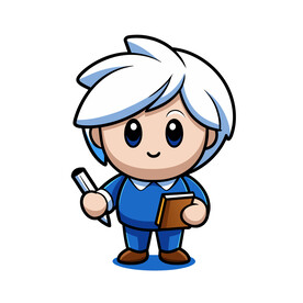 矢量人物手拿笔记本的孩子