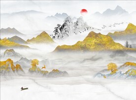 中式意境山水背景装饰画