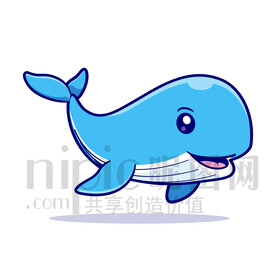 可爱卡通蓝鲸鲸鱼