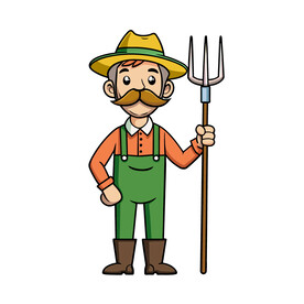 矢量人物大胡子农民